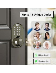 Cerradura Electrónica MiLocks con Teclado y 15 Códigos - Brass Antiguo 2