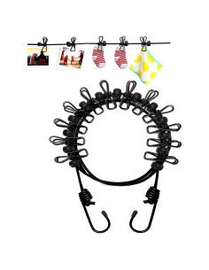Cuerda de Ropa Portátil BanYakong 3.66m con 12 Pinzas Negra