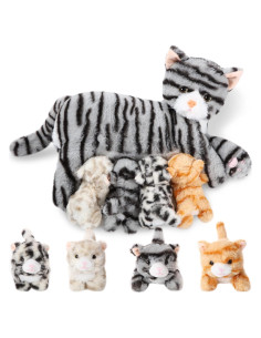 Peluches de Gato Skylety con Mamá y 4 Gatitos 40 cm