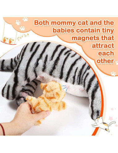 Peluches de Gato Skylety con Mamá y 4 Gatitos 40 cm