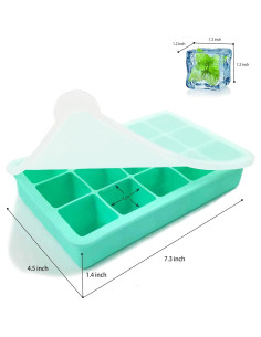 Paquete de 2 bandejas de hielo DCCPAA silicona verde menta 2