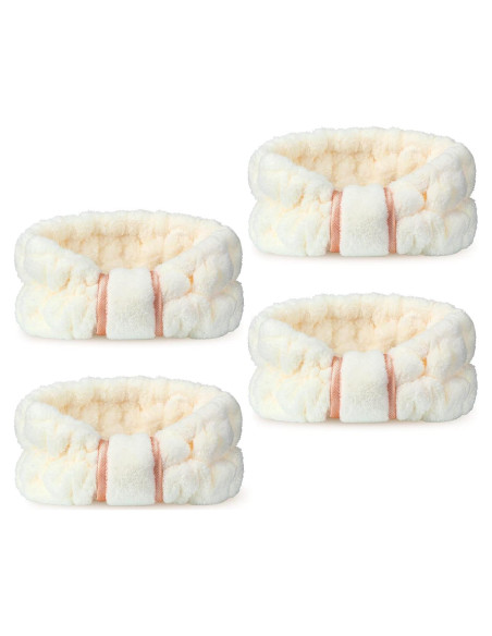 Diademas de Microfibra WILLBOND 4 Piezas Beige para Maquillaje