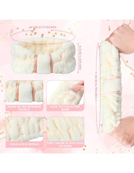 Diademas de Microfibra WILLBOND 4 Piezas Beige para Maquillaje