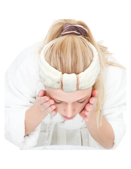 Diademas de Microfibra WILLBOND 4 Piezas Beige para Maquillaje