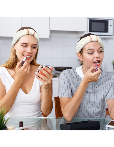 Diademas de Microfibra WILLBOND 4 Piezas Beige para Maquillaje