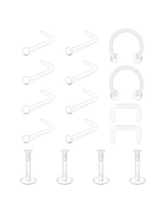 Anillos y Studs Transparentes MODRSA - Retenedores de Piercing 16g 18g 20g