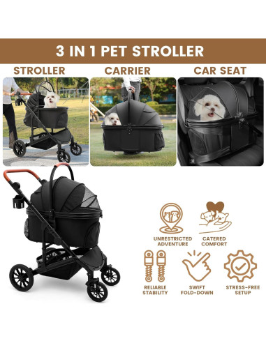 Carrito para Mascotas Bicystar Plegable 22.68 kg Negro