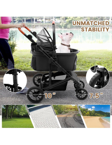 Carrito para Mascotas Bicystar Plegable 22.68 kg Negro