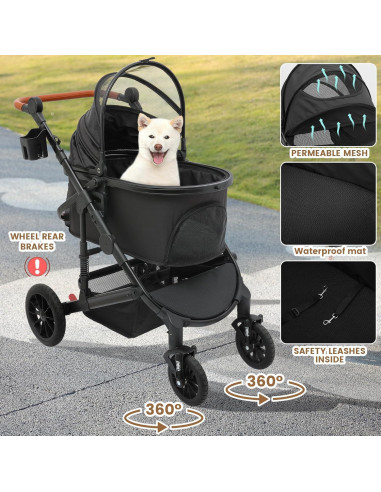 Carrito para Mascotas Bicystar Plegable 22.68 kg Negro