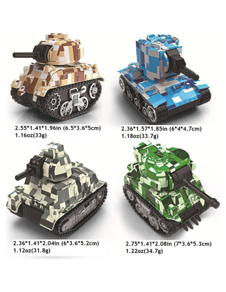 4 Tanques de Juguete Retroceso Ai-Fun Metal Camo 1:64