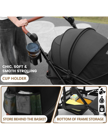 Carrito para Mascotas Bicystar Plegable 22.68 kg Negro