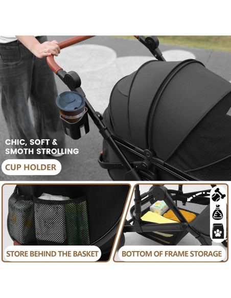 Carrito para Mascotas Bicystar Plegable 22.68 kg Negro