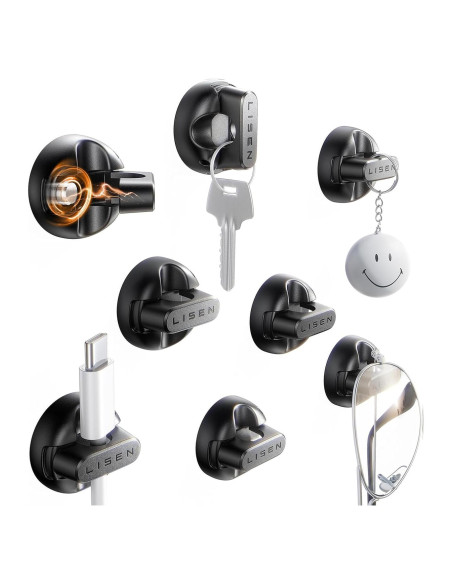 Clips Magnéticos para Cables LISEN - Paquete de 8, Adhesivo Fuerte