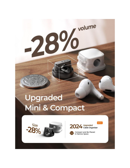 Clips Magnéticos para Cables LISEN - Paquete de 8, Adhesivo Fuerte