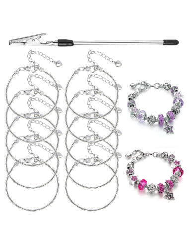 10 Piezas Pulsera de Serpiente Plata Ajustable 16 cm DIY