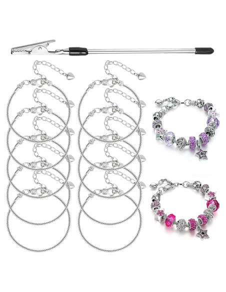 10 Piezas Pulsera de Serpiente Plata Ajustable 16 cm DIY