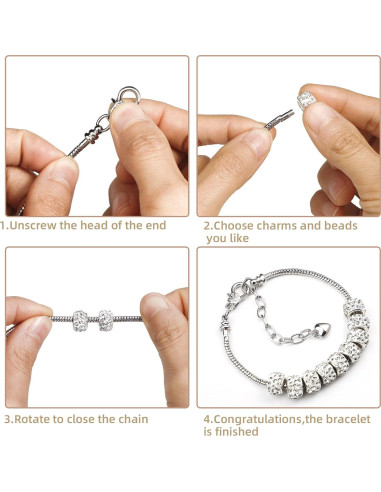 10 Piezas Pulsera de Serpiente Plata Ajustable 16 cm DIY