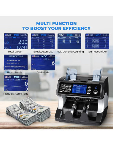 Contadora de Dinero MUNBYN IMC01 Grado Bancario Mixta