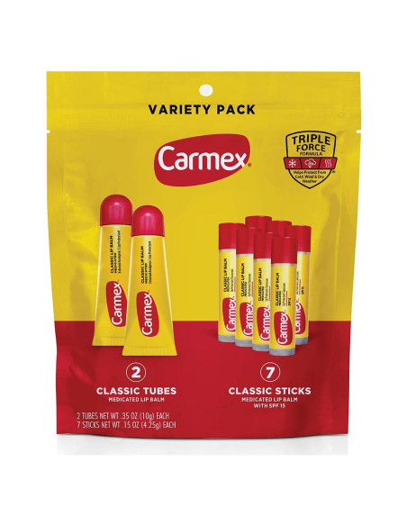 Bálsamo Labial Medicado Carmex Classic - 9 Unidades (2 Tubos, 7 Barras) Bálsamo Labial Medicado Carmex Classic - 9 Unidades (2 Tubos, 7 Barras)