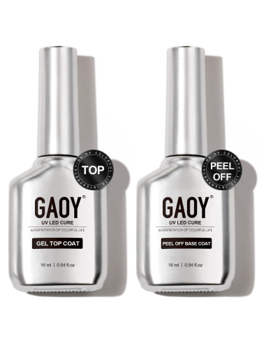 Conjunto Gel Top Coat y Base Coat Peel Off GAOY 16ml 2 Pcs