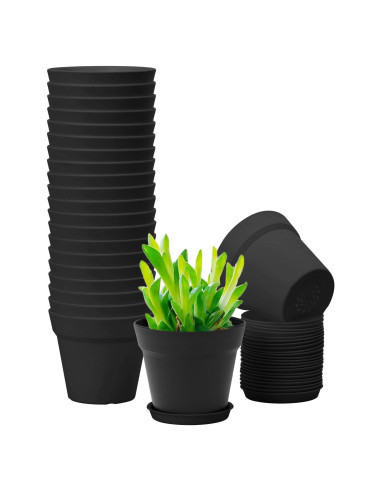 GARDIFE Paquete de 20 macetas redondas de 10 cm negras