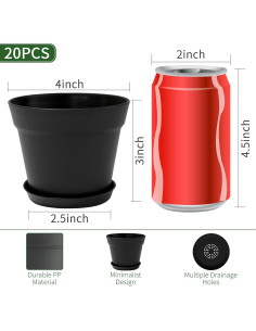 GARDIFE Paquete de 20 macetas redondas de 10 cm negras 2