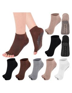 Calcetines de Yoga Sin Dedos Jeyiour 5 Pares Antideslizantes