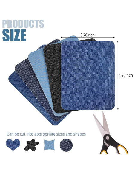 5 Parches de Planchar para Jeans Kuyaehe 12.7x9.4cm 5 Colores