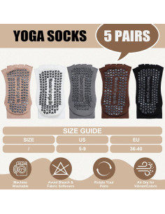 Calcetines de Yoga Sin Dedos Jeyiour 5 Pares Antideslizantes 2