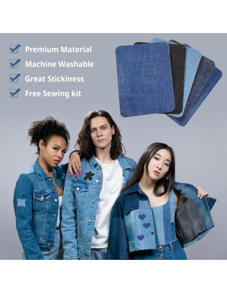 5 Parches de Planchar para Jeans Kuyaehe 12.7x9.4cm 5 Colores