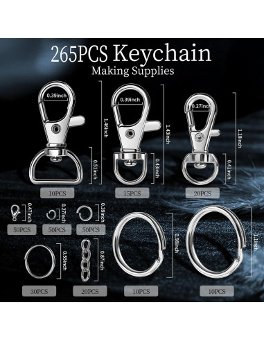 Kit de Llaveros 265PCS LEOBRO - Clips, Anillos y Ganchos