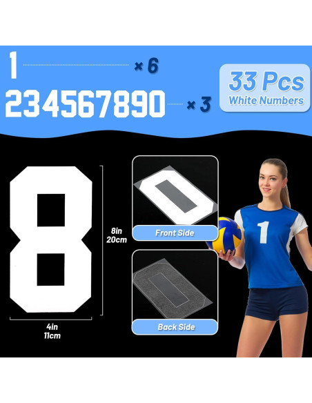 33 Números Termoadhesivos Lucomb 20.3 cm Blancos para Ropa