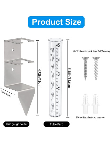 Medidor de Lluvia Exterior Timenued 12.7 cm a Prueba de Heladas