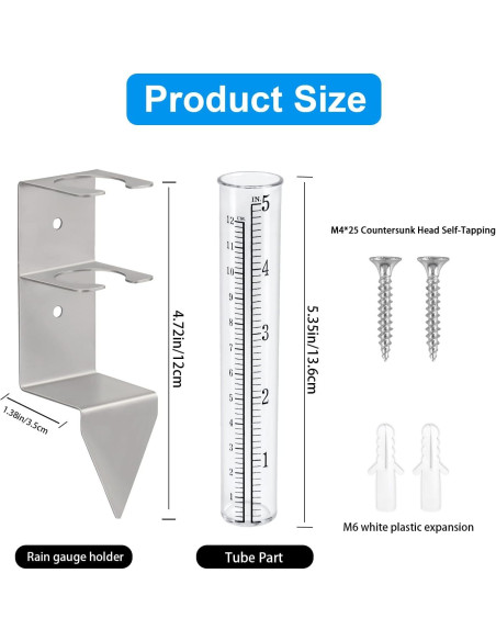 Medidor de Lluvia Exterior Timenued 12.7 cm a Prueba de Heladas