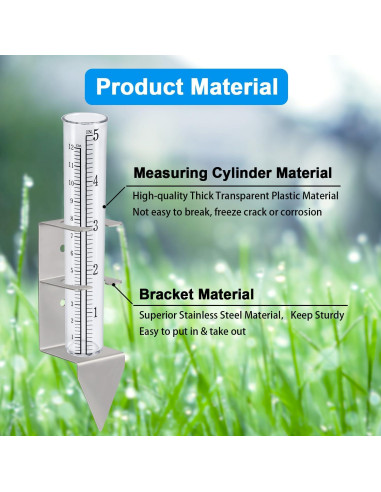 Medidor de Lluvia Exterior Timenued 12.7 cm a Prueba de Heladas