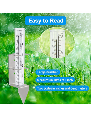 Medidor de Lluvia Exterior Timenued 12.7 cm a Prueba de Heladas