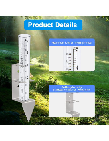 Medidor de Lluvia Exterior Timenued 12.7 cm a Prueba de Heladas