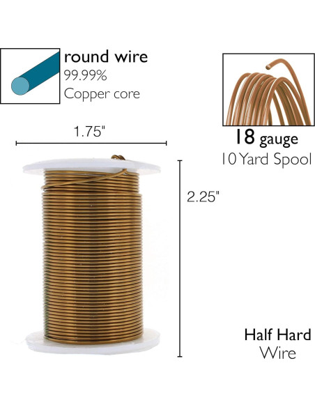 Alambre de Cobre 18 Gauge El Beadsmith 9.14m Latón Antiguo