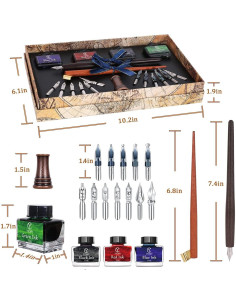 Juego de Caligrafía YICMY con Pluma de Madera y 12 Puntas 2