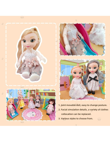 Muñecas Mini Niña Chenghai 16 cm con 10 Conjuntos de Ropa