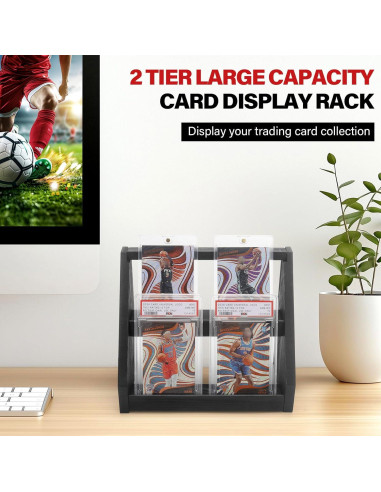 Exhibidor de Tarjetas de Deportes GIASSVIO 2 Niveles Negro