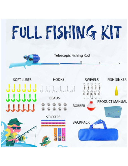 Caña de Pesca Telescópica WIDDEN para Niños 101.6 cm