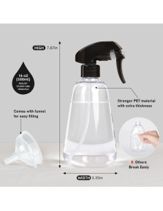 Botella de Spray Bealee 2 Pack 500ml Transparente a Prueba de Fugas 2