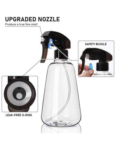 Botella de Spray Bealee 2 Pack 500ml Transparente a Prueba de Fugas