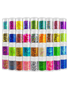 Mezcla de Brillo Cosmético Grueso Linwulte - 36 Colores Iridiscentes