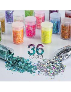 Mezcla de Brillo Cosmético Grueso Linwulte - 36 Colores Iridiscentes 2