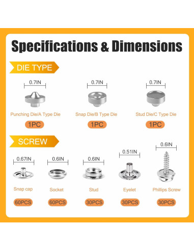Kit de Herramientas de Botones a Presión NVAAV 60 Piezas