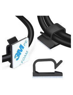 Clips de Cable Adhesivos XHF 60pcs Negro para Gestión de Cables