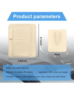 Organizador de Visera de Coche Augeny Beige, Almacenamiento Compacto 2
