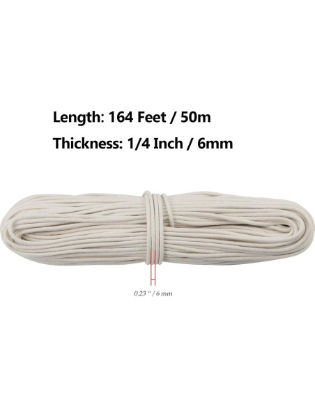 Cuerda de Algodón Natural JOIKIT 50m 6mm Trenzada Multiusos
